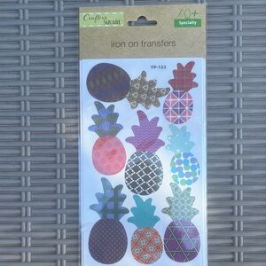 10/$7 Crafter's Square Iron-On Transfers - Multicolor Pineapple Designs